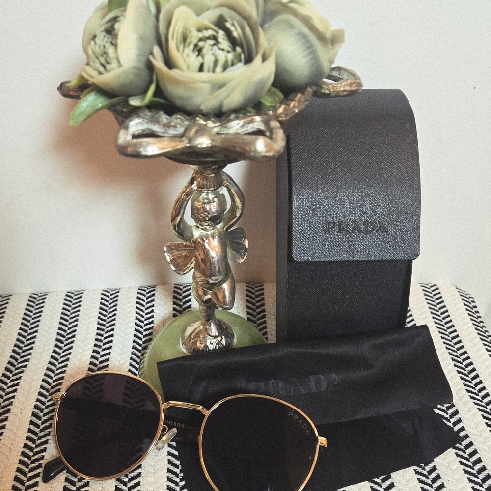 Prada Gold Sunglasses with Black Lenses